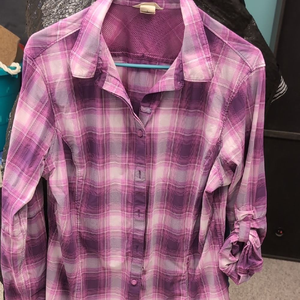 Duluth Purple Plaid Button-Up Work Shirt